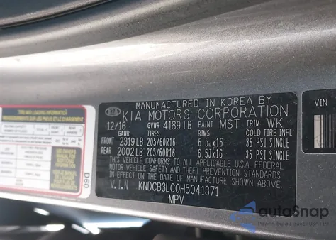 2017 Kia Niro Lx from USA, damaged, VIN KNDCB3LC0H5041371